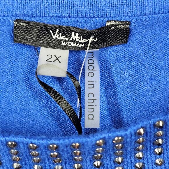 Vila Milano Blue Embellished Women's Sweater NWT Plus Size 2X - Picture 7 of 13